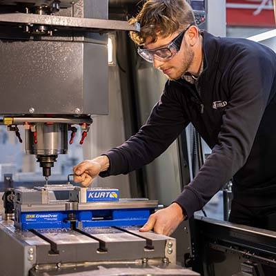 Student using machine